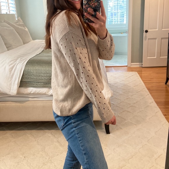 Anthropologie ~Moth~ Cashmere Blend Mock Neck
Perforated Sleeve Sweater - Picture 7 of 10